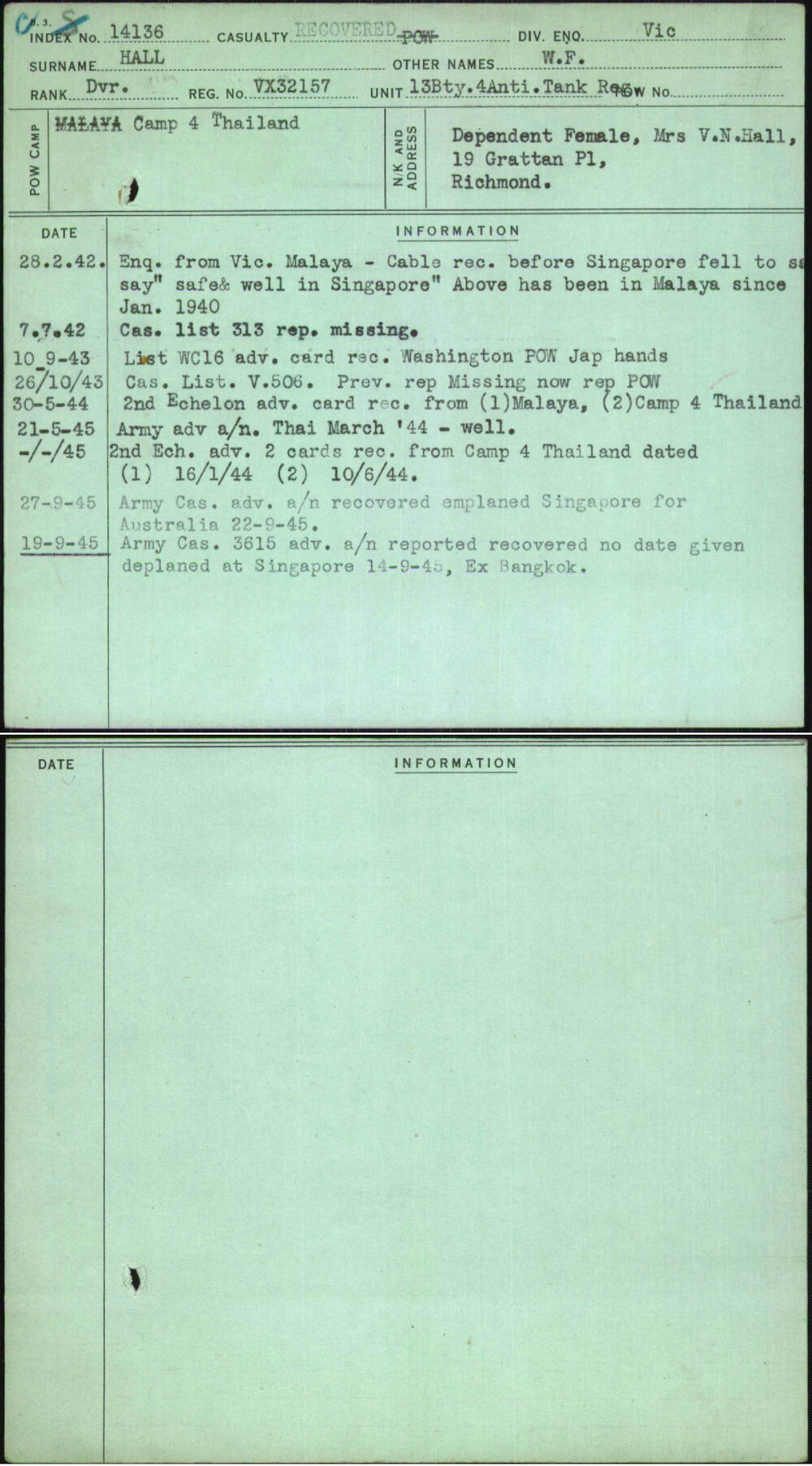 Hall, W F, VX32157