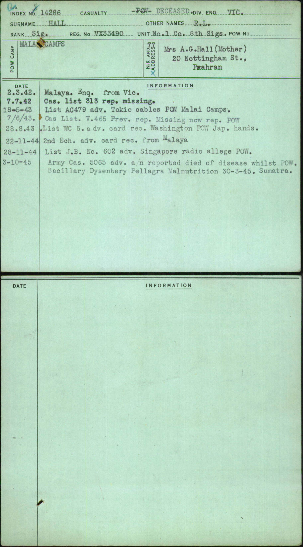 Hall, R L, VX33490