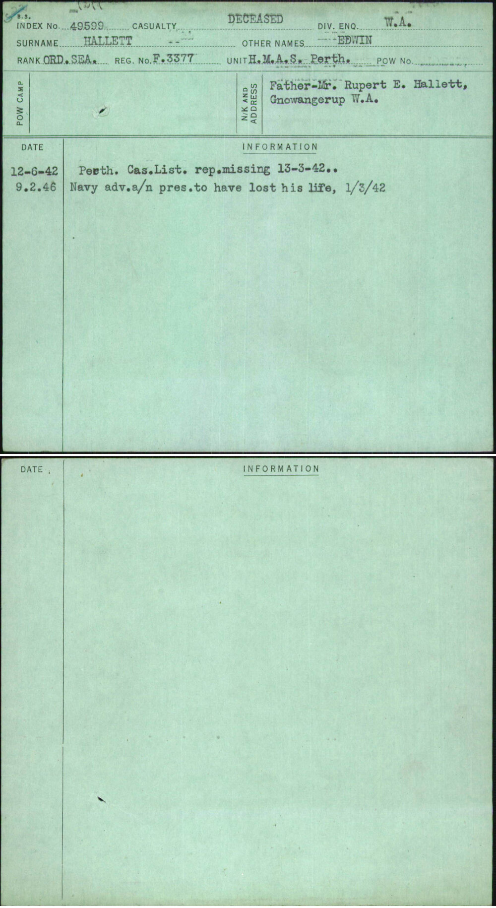 Hallett, Edwin, F3377