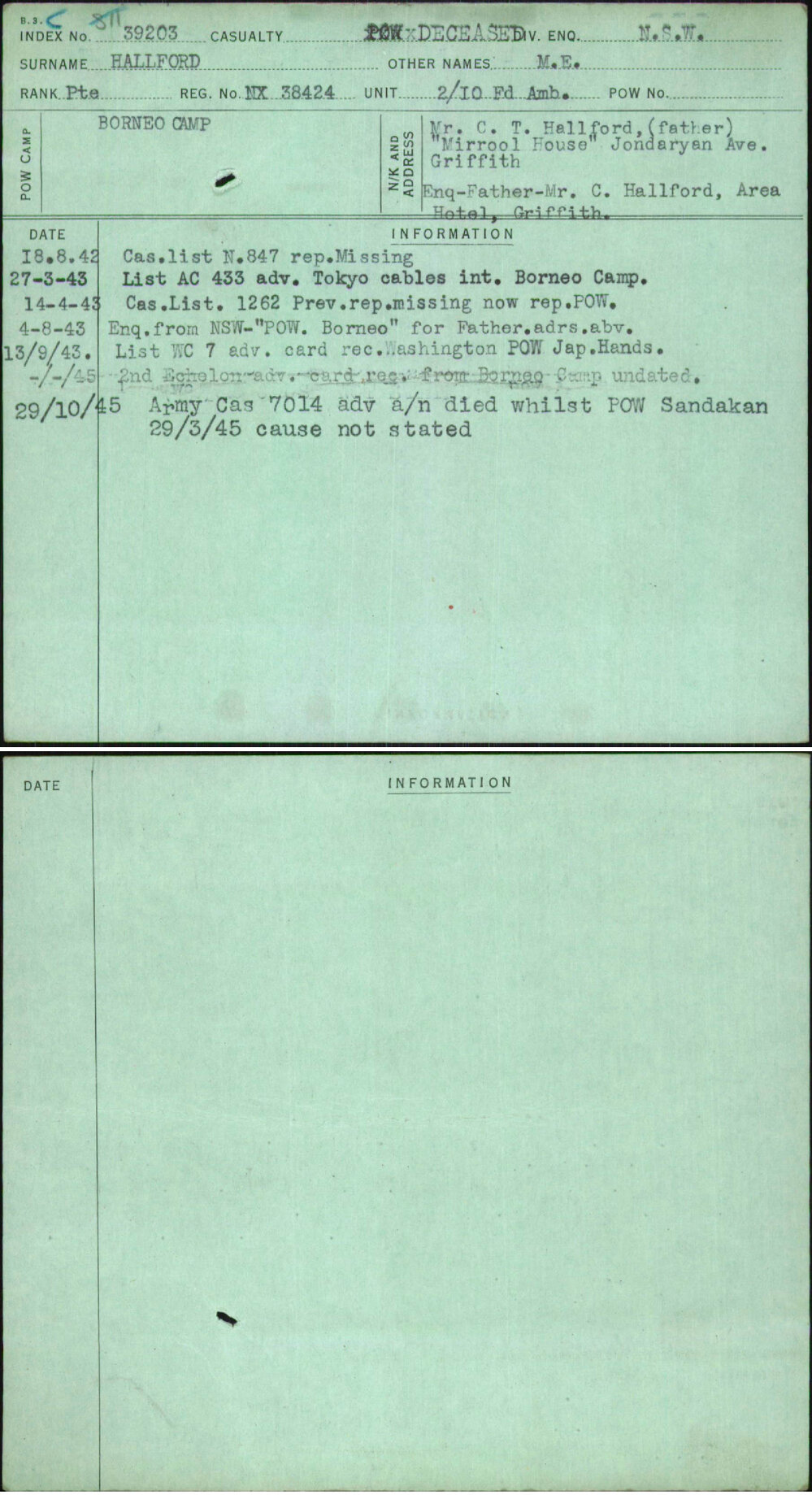 Hallford, M E, NX38424
