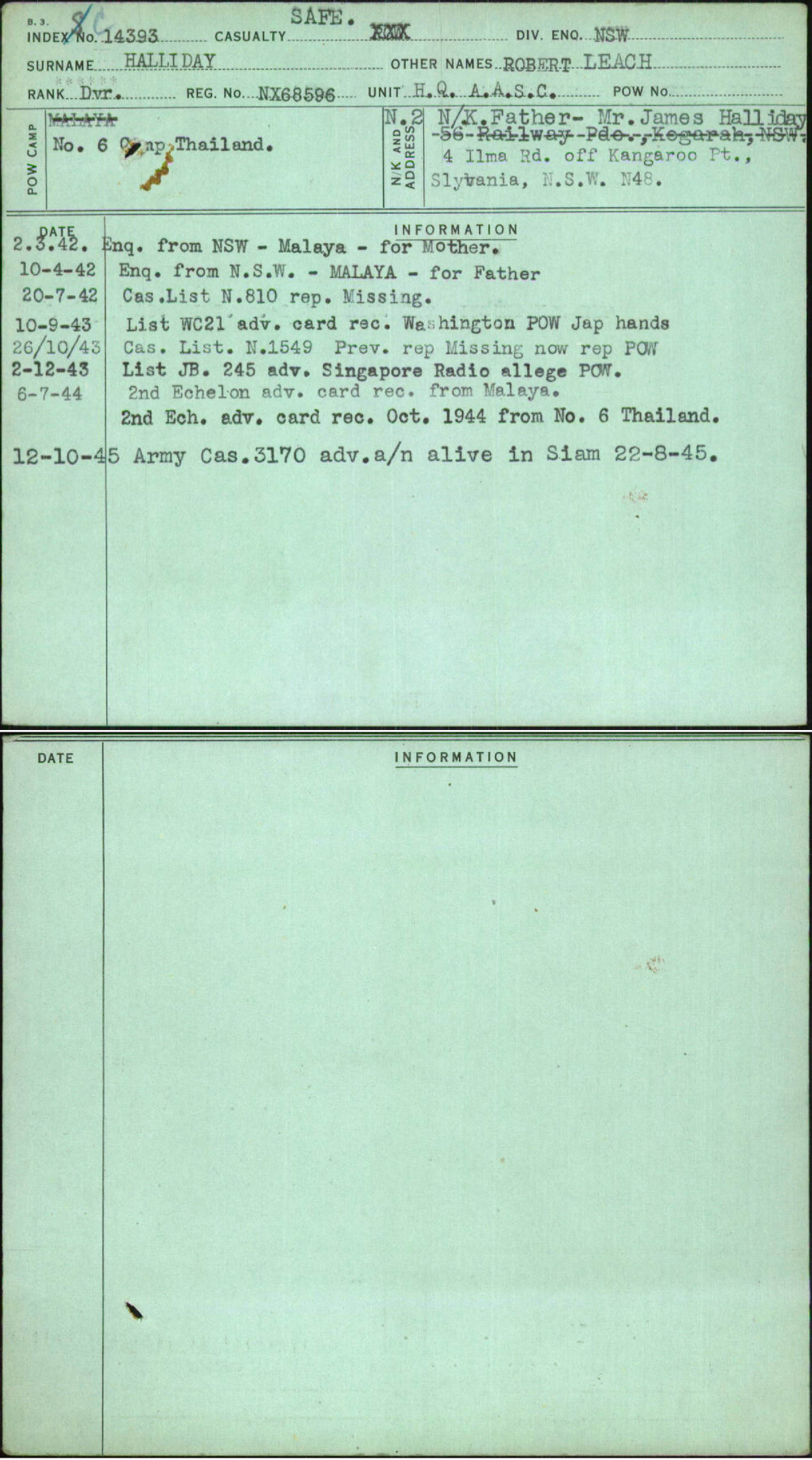 Halliday, Robert Leach, NX68596