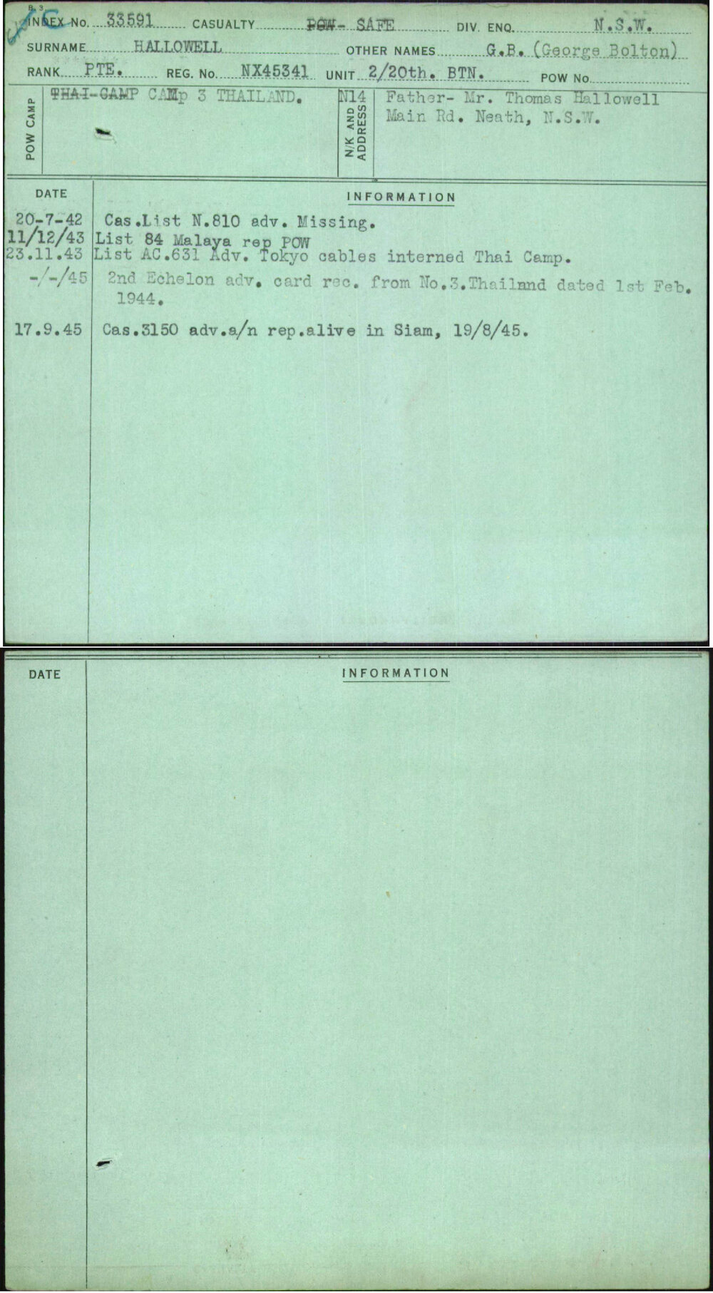 Hallowell, G B (George Bolton), NX45341