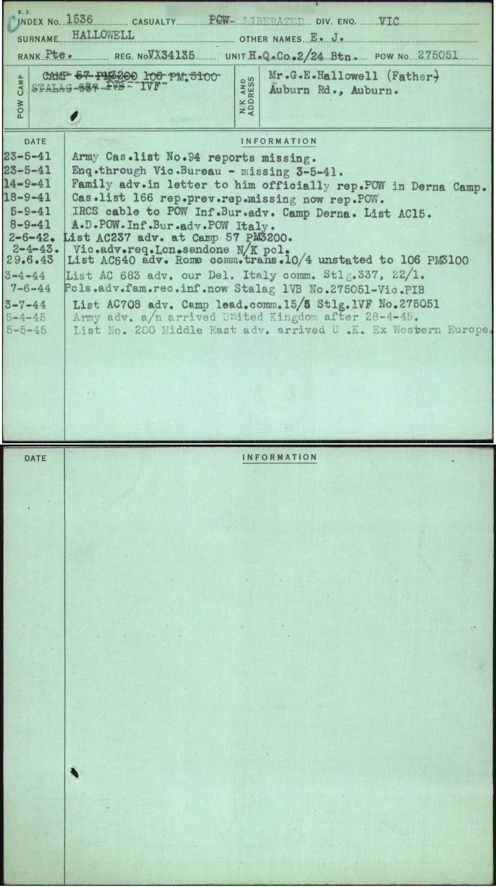 Hallowell, E J, VX34135