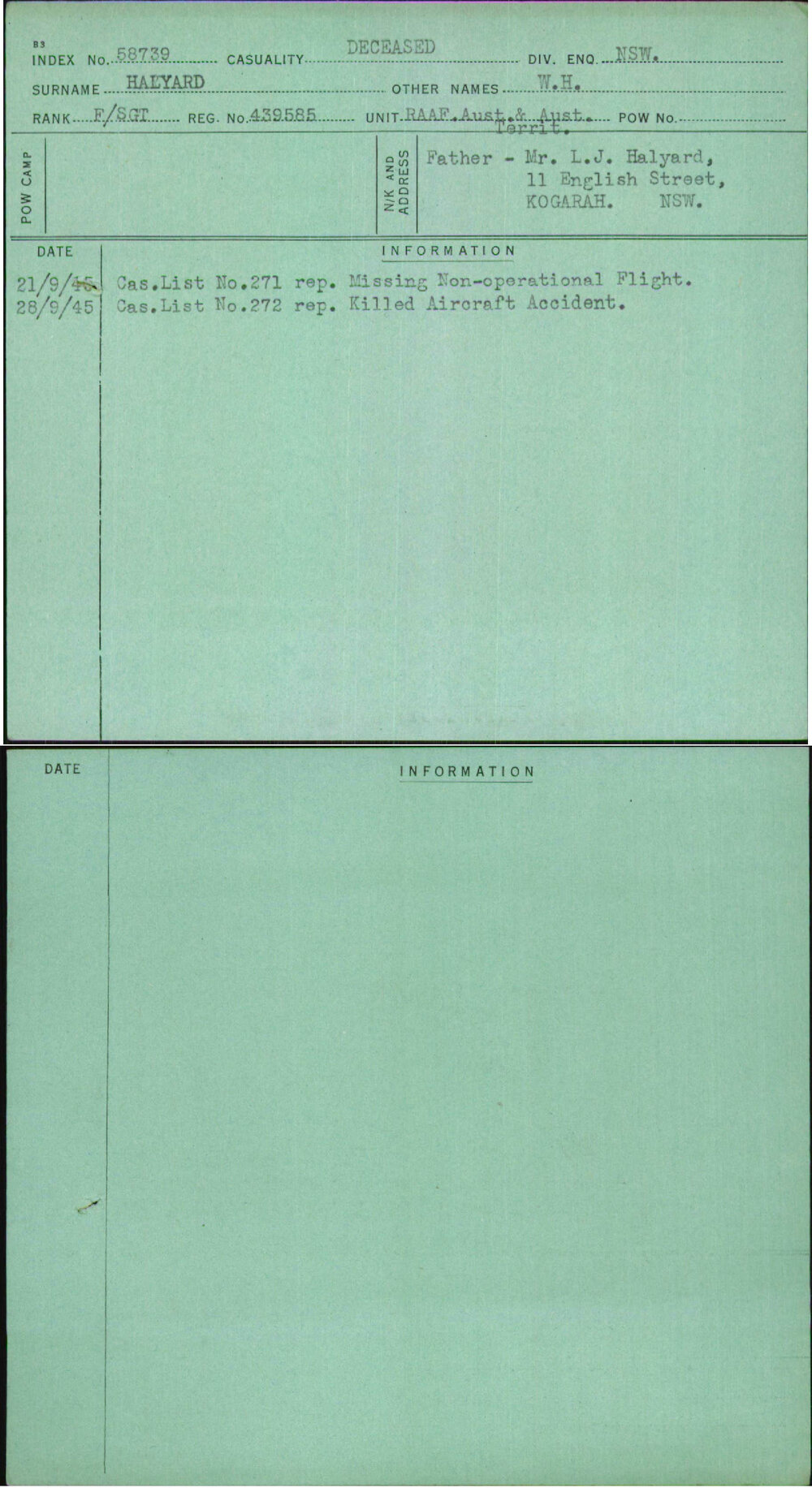 Halyard, W H, 439585