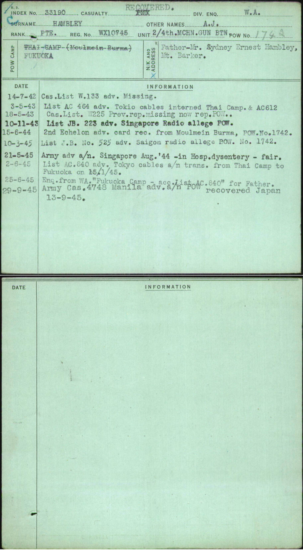 Hambley, A J, WX10745