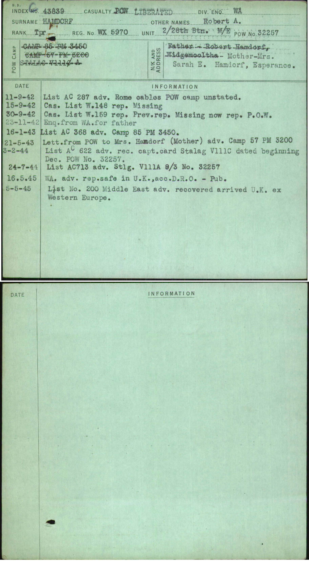 Hamdorf, Robert A, WX5970