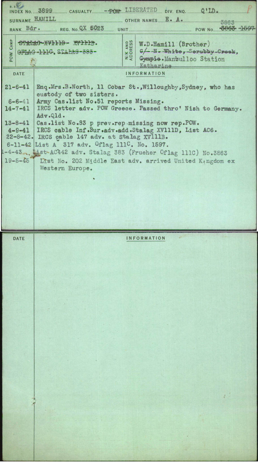 Hamill, E A, QX5023