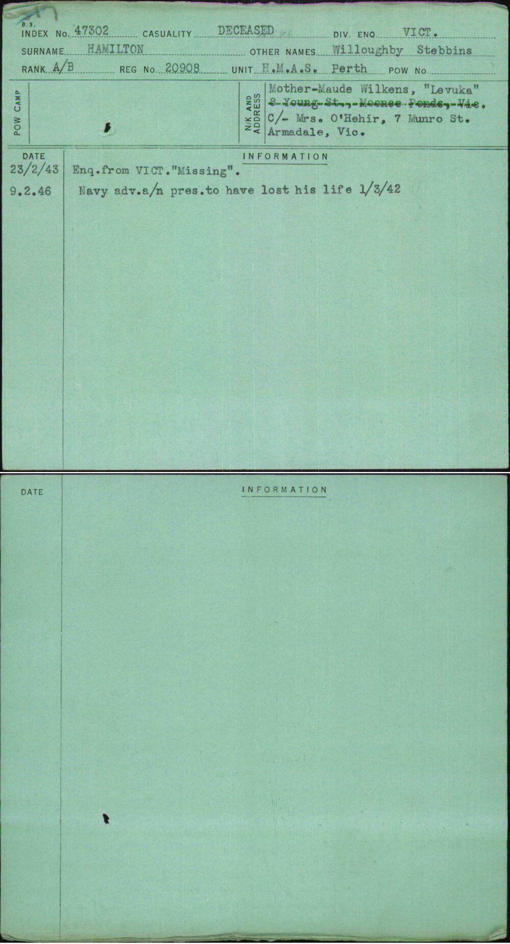 Hamilton, Willoughby Stebbins, 20908