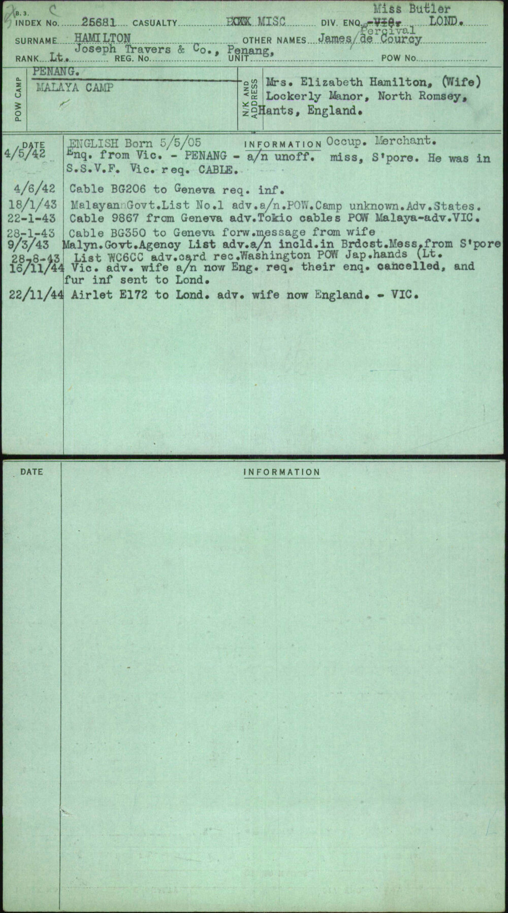 Hamilton, James-Percival De Courcy, Joseph Travers &amp; Co Penang