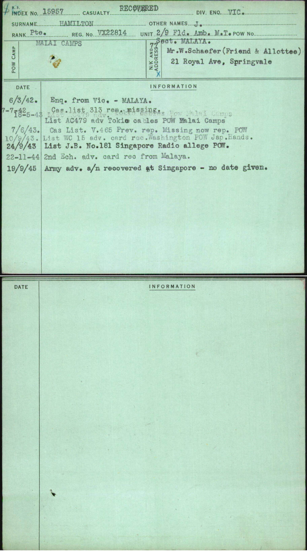 Hamilton, J, VX22814