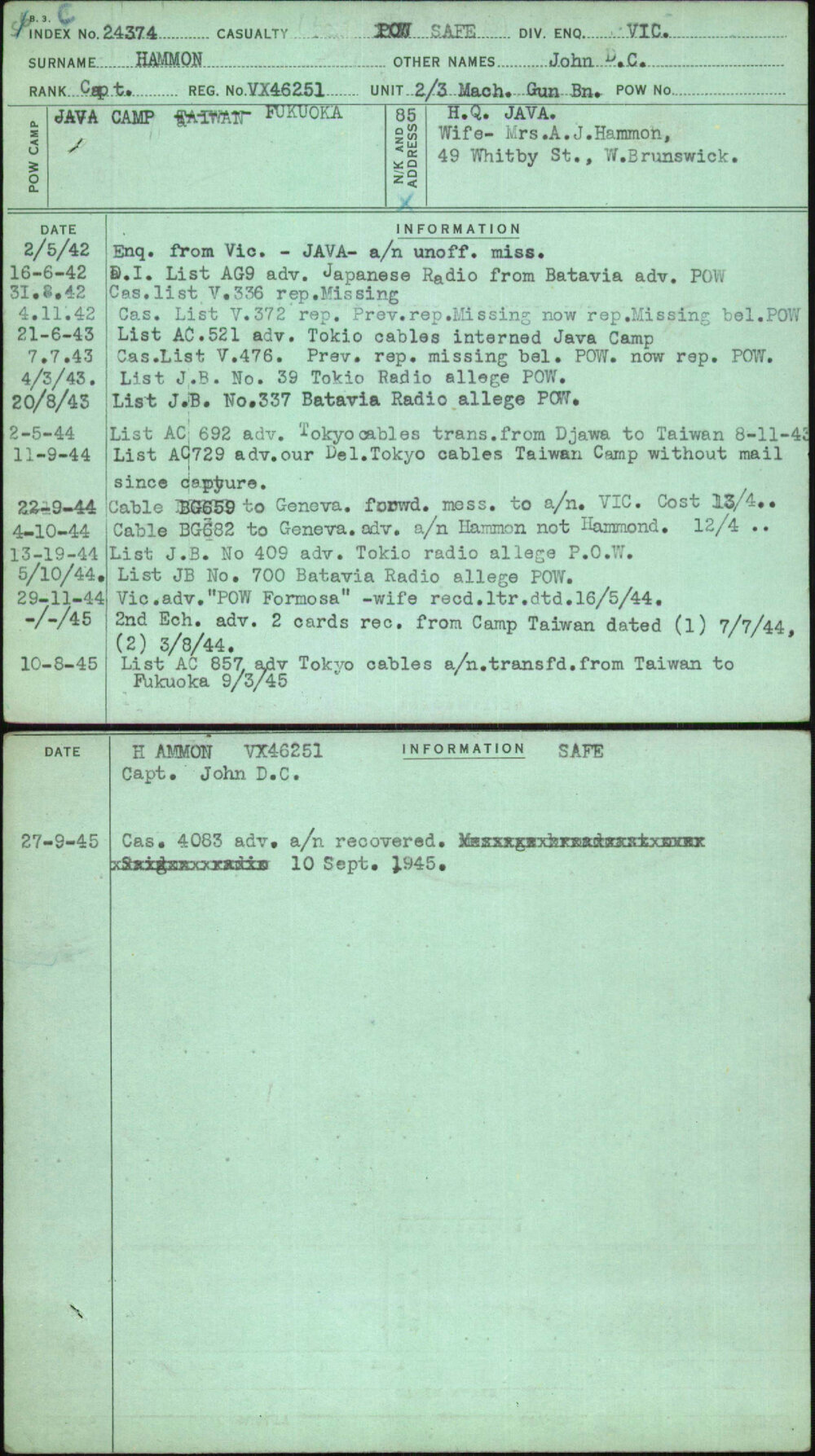 Hammon, John D C, VX46251