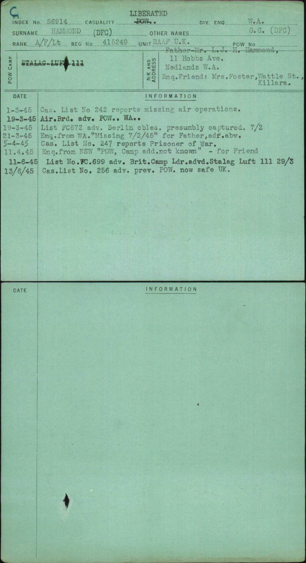 Hammond (Dfc), G G (Dfc), 415249