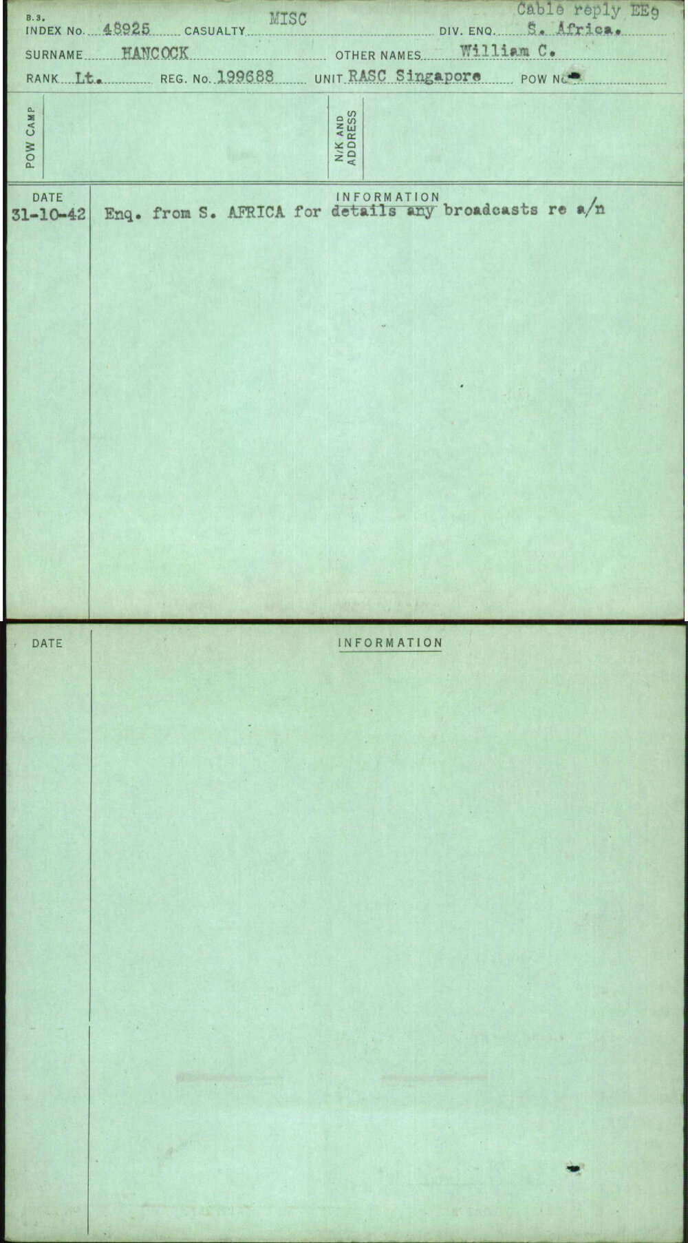 Hancock, William C, 199688