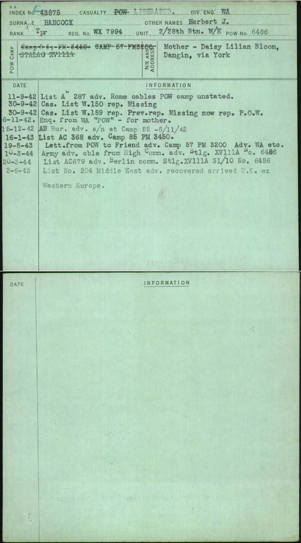 Hancock, Herbert J, WX7994