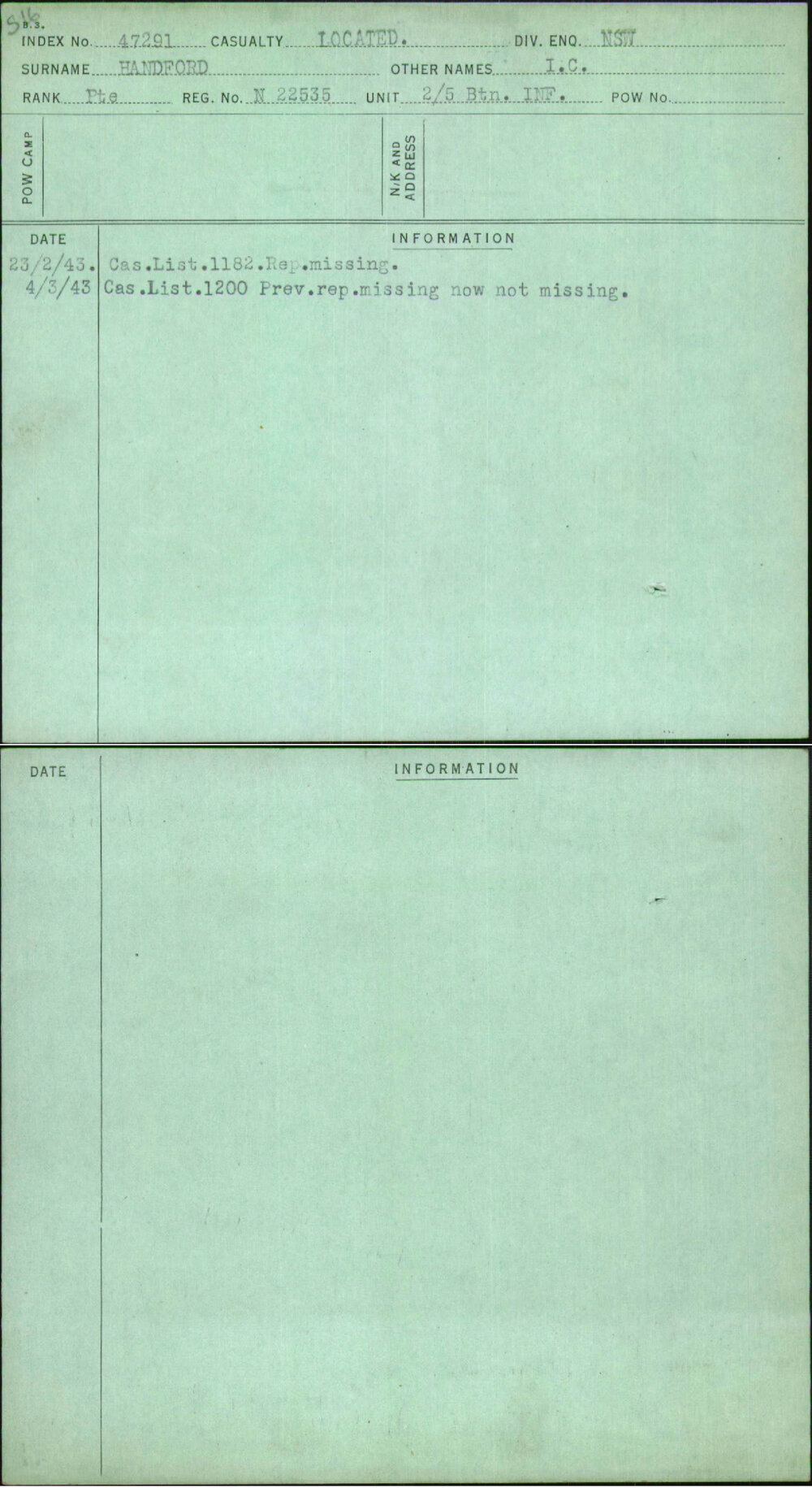 Handford, I C, N22535