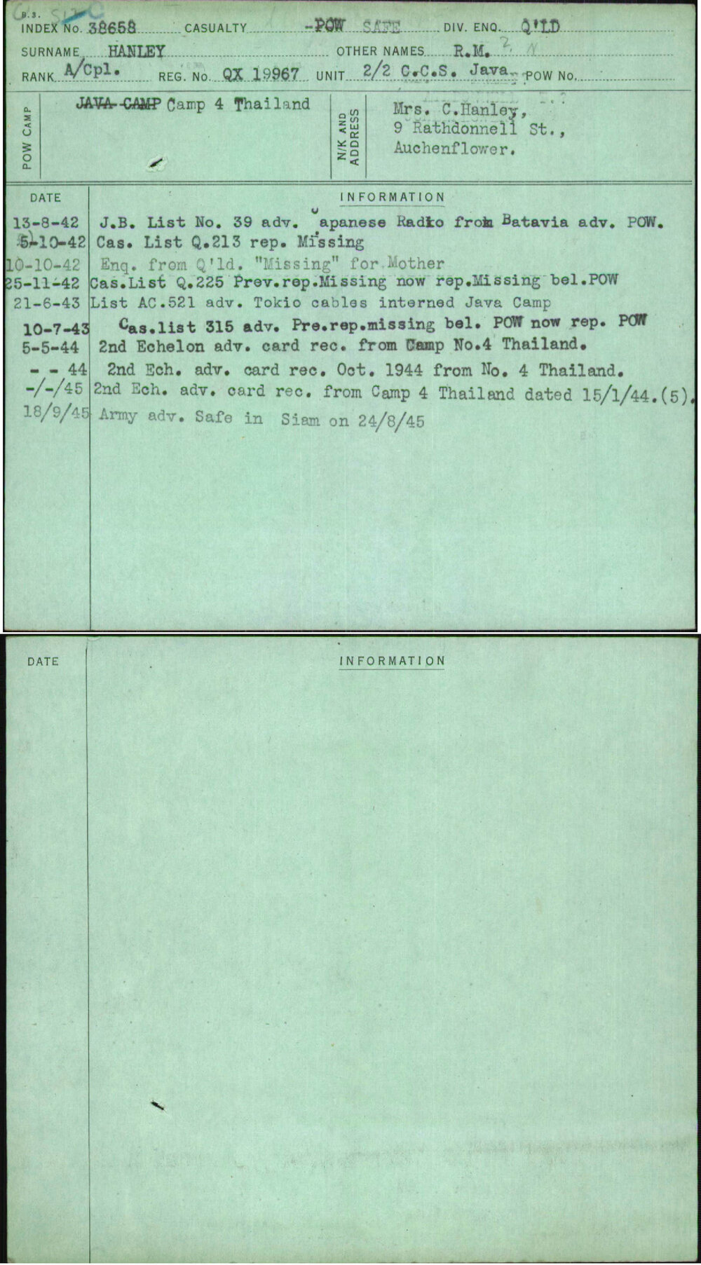 Hanley, R M, QX19967