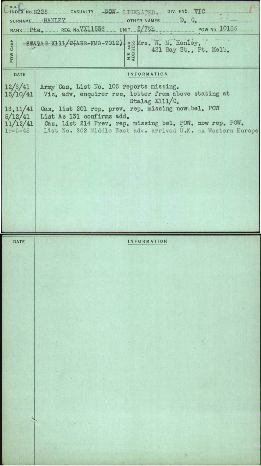 Hanley, D G, VX11536