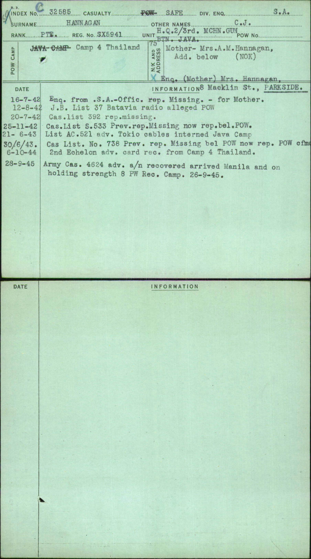 Hannagan, C J, SX5941