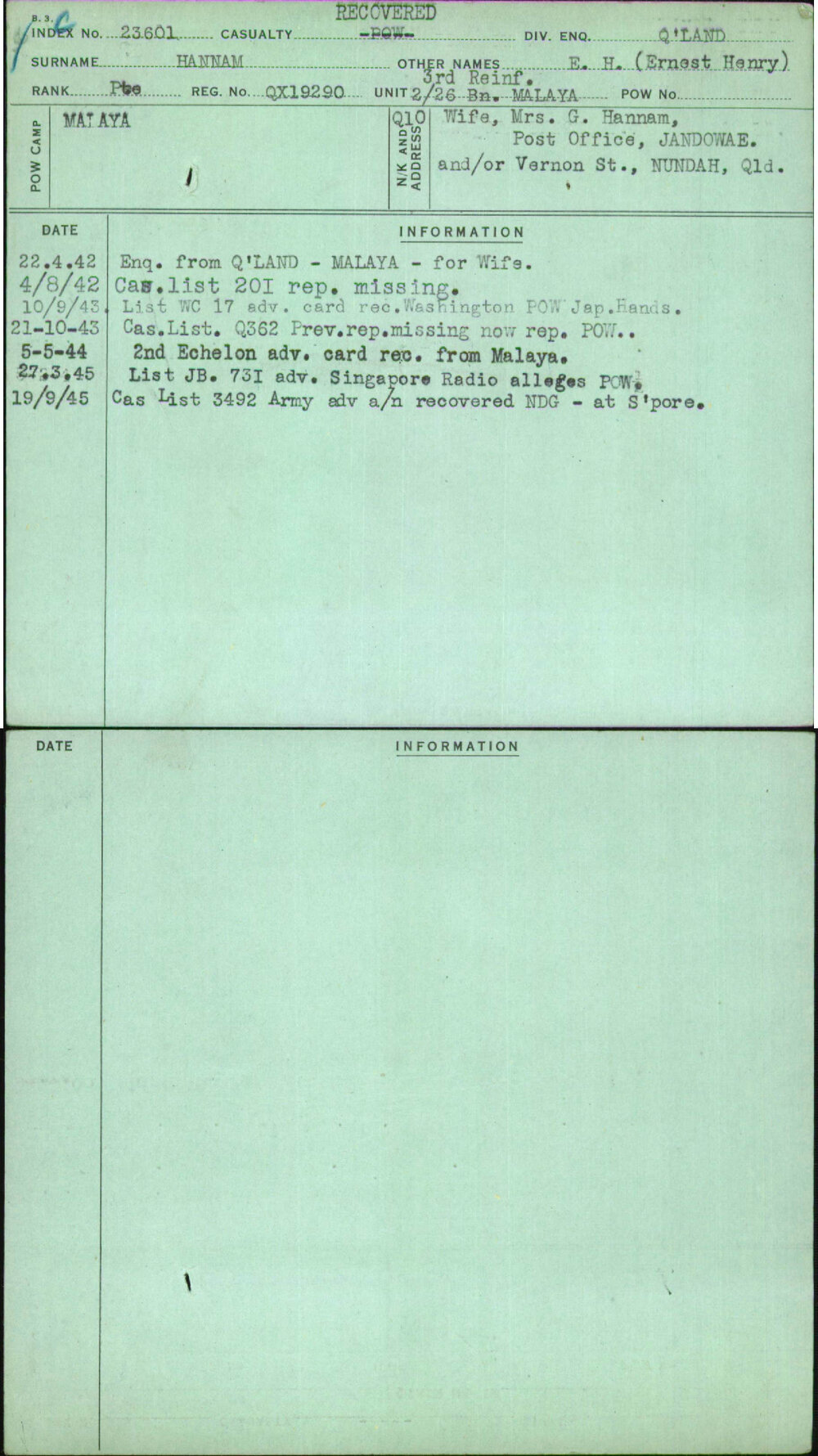 Hannam, E H (Ernest Henry), QX19290