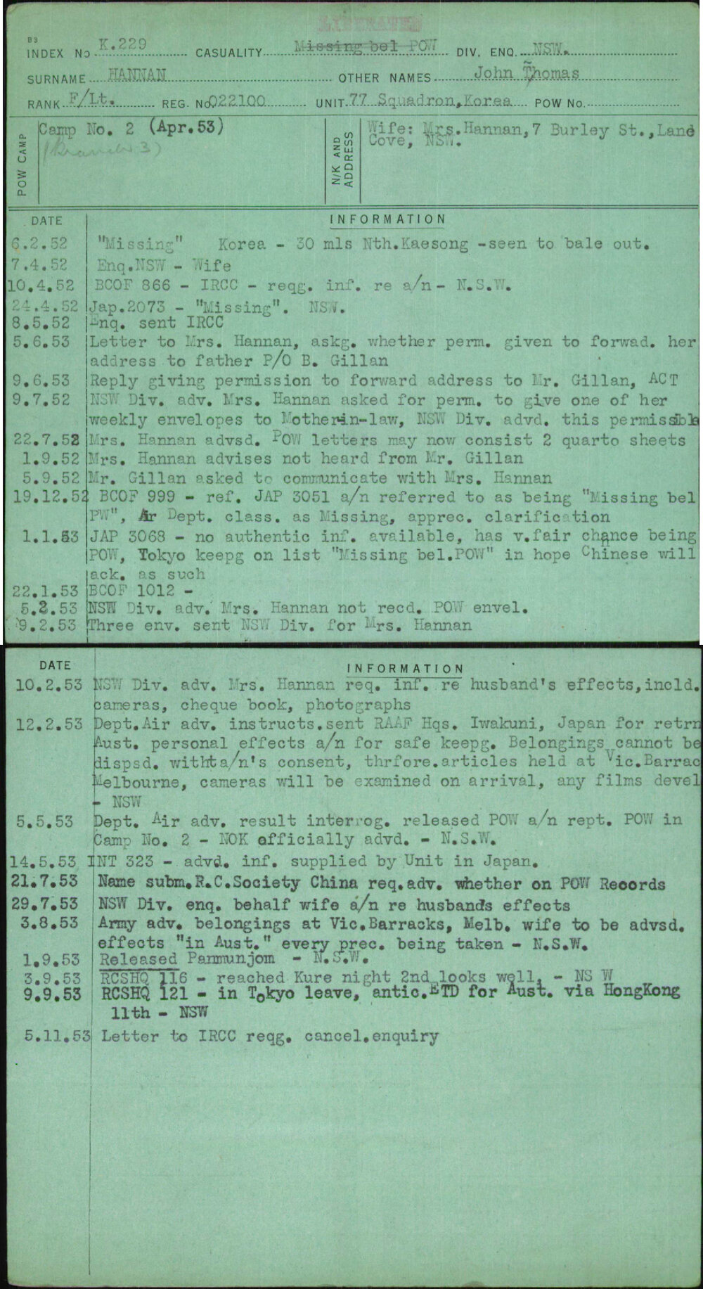 Hannan, John Thomas, 22100