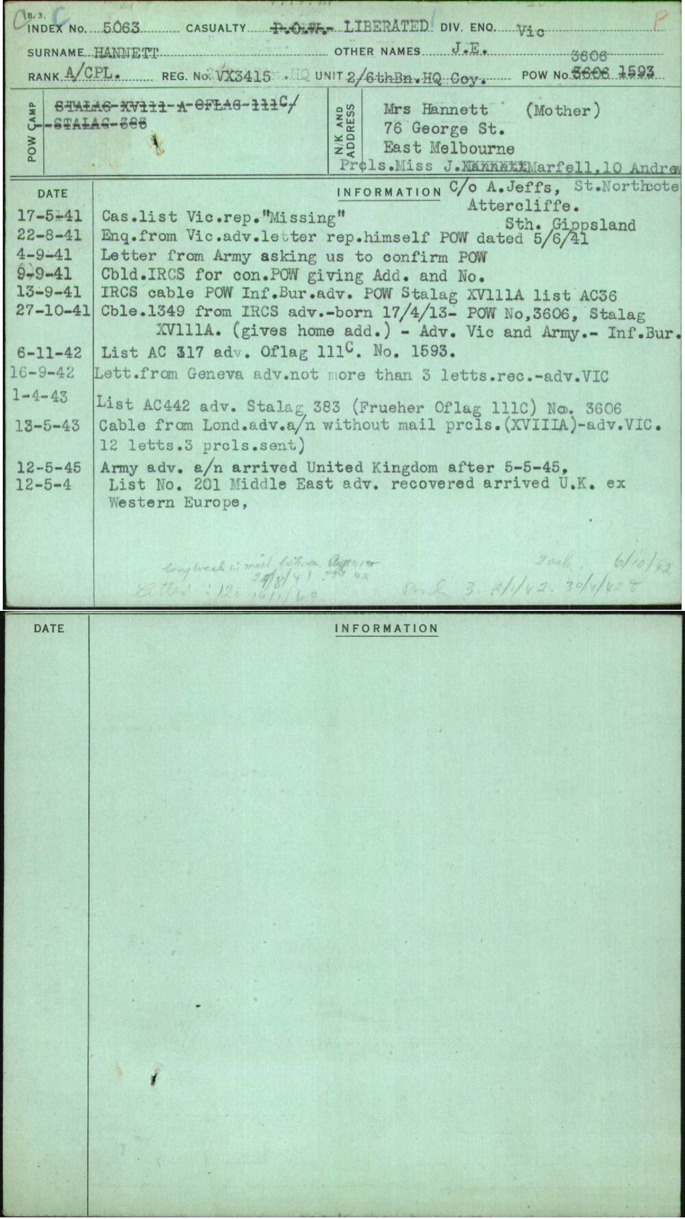 Hannett, J E, VX3415