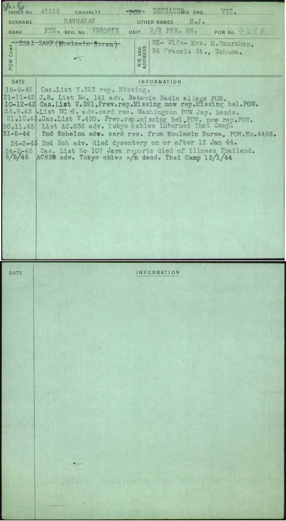 Hanrahan, M J, VX60673