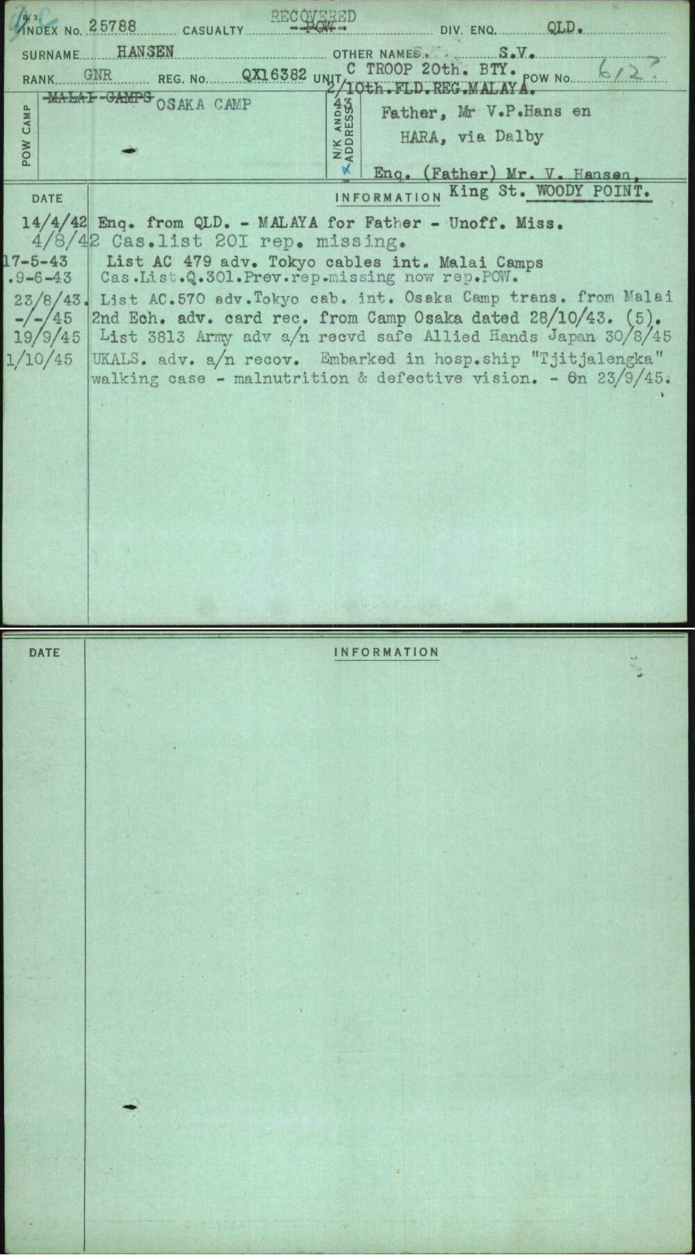 Hansen, S V, QX16382