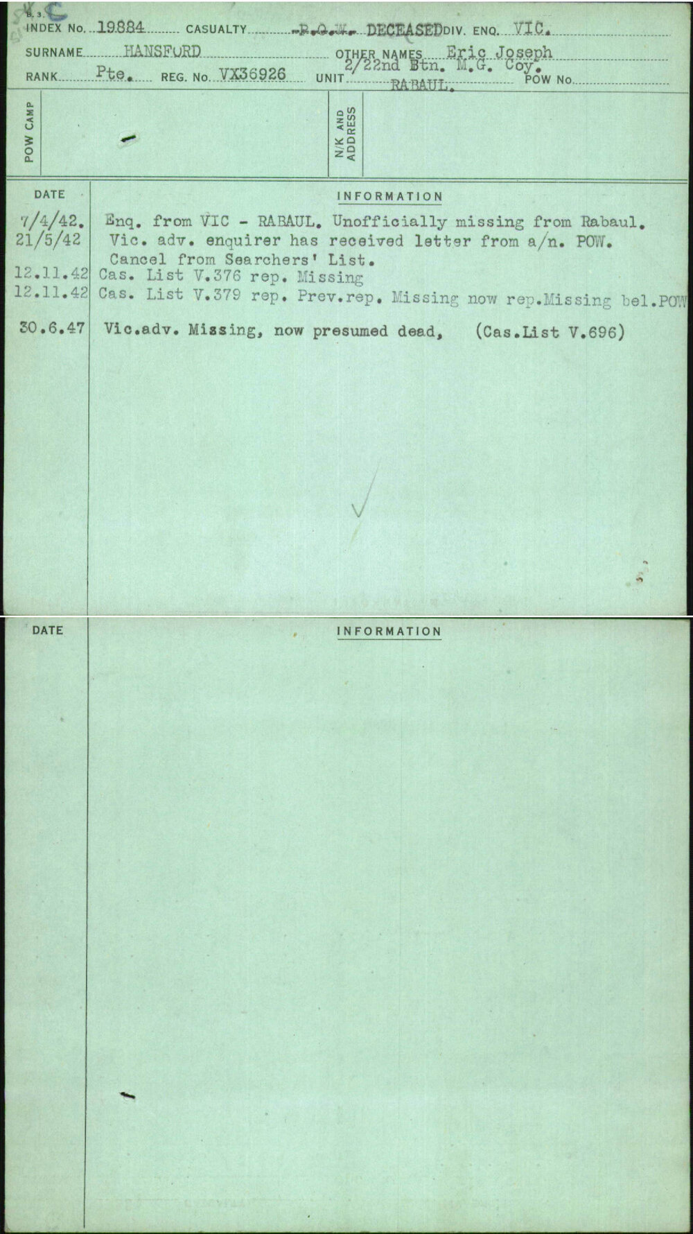 Hansford, Eric Joseph, VX36926