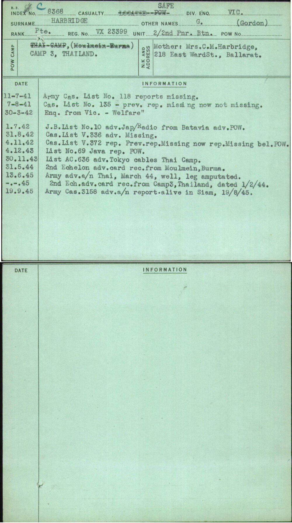 Harbridge, G (Gordon), VX23399