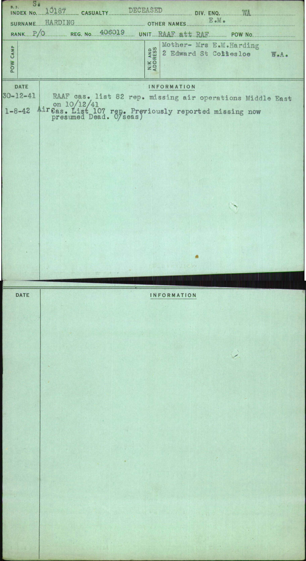 Harding, E M, 406019