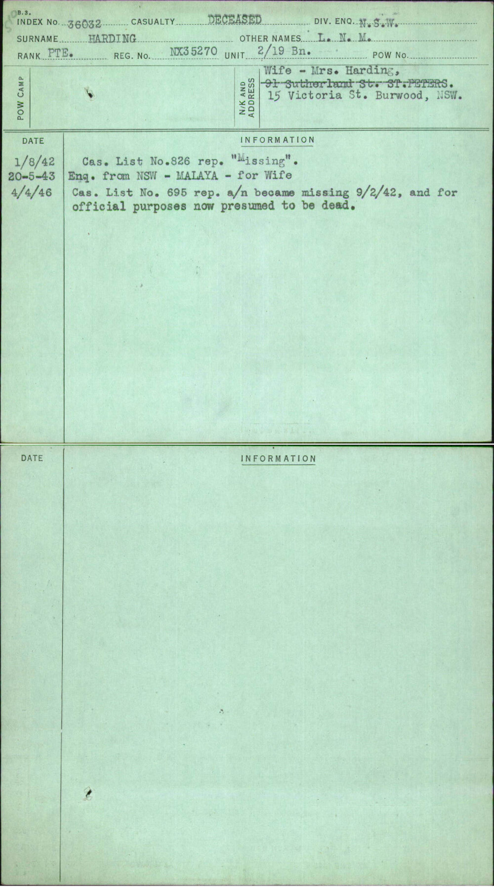 Harding, L N M, NX35270