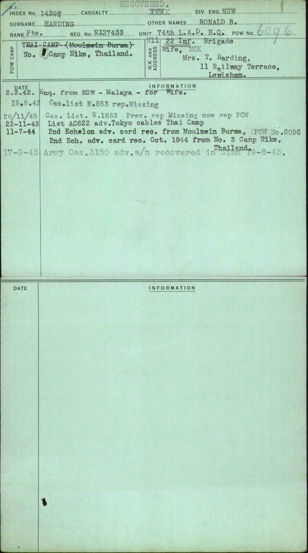 Harding, Ronald B, NX27433