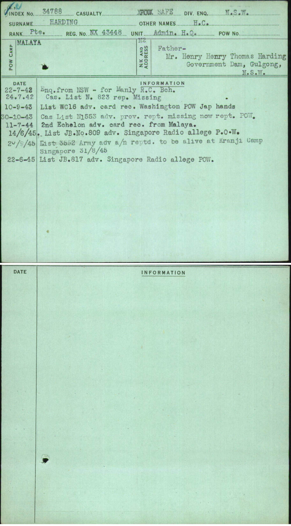 Harding, H C, NX43448