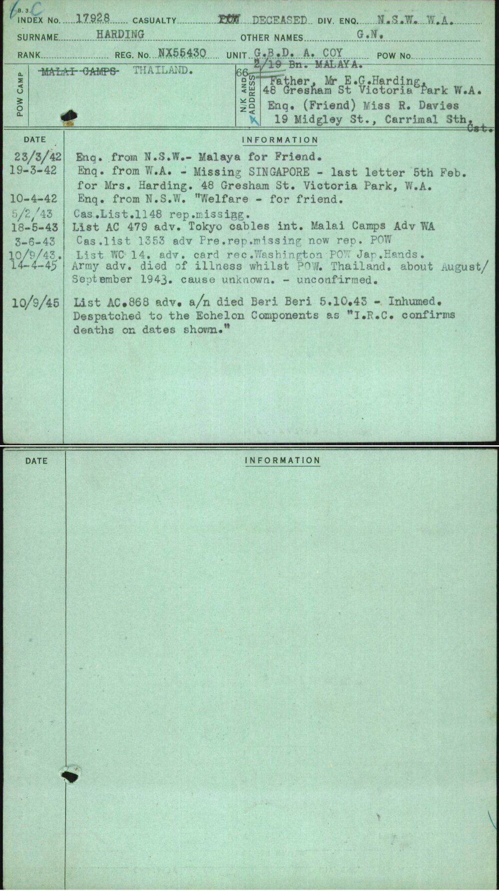 Harding, G N, NX55430