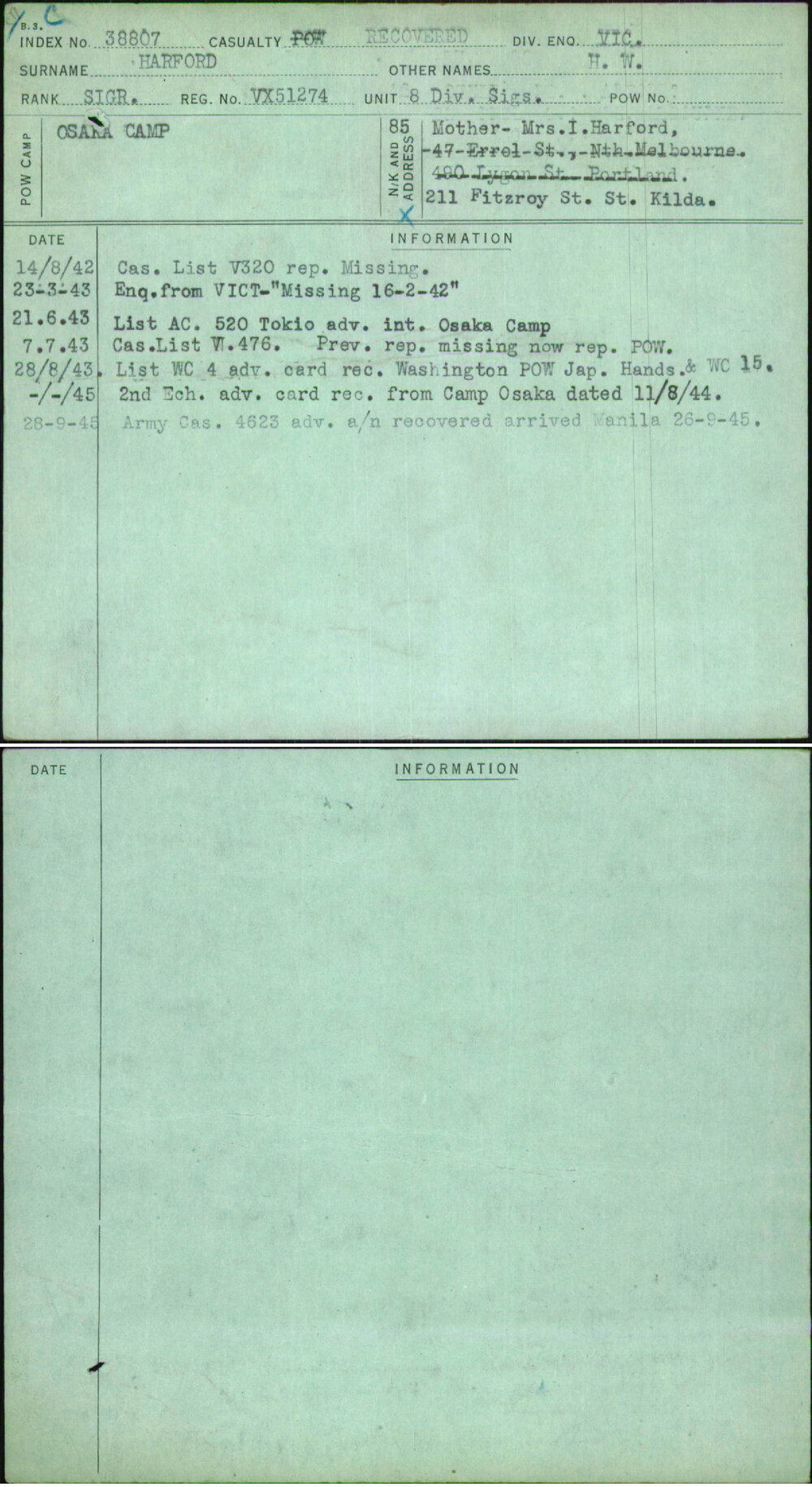 Harford, H W, VX51274