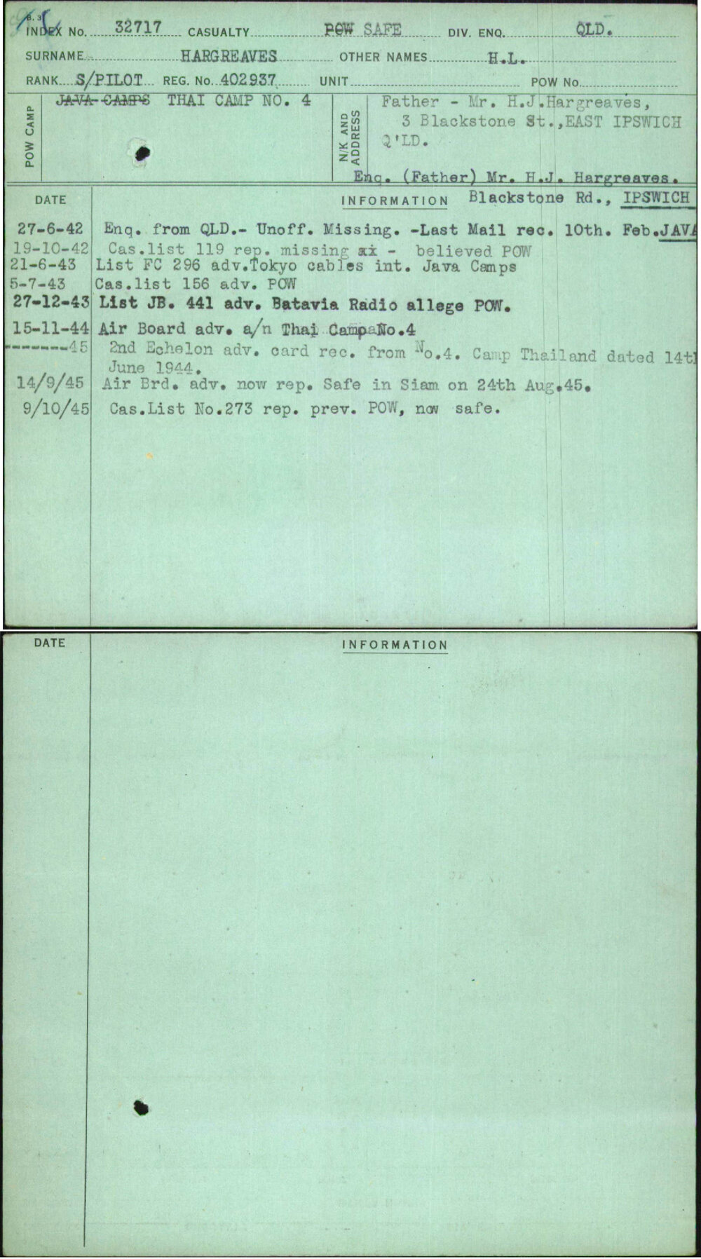 Hargreaves, H L, 402937