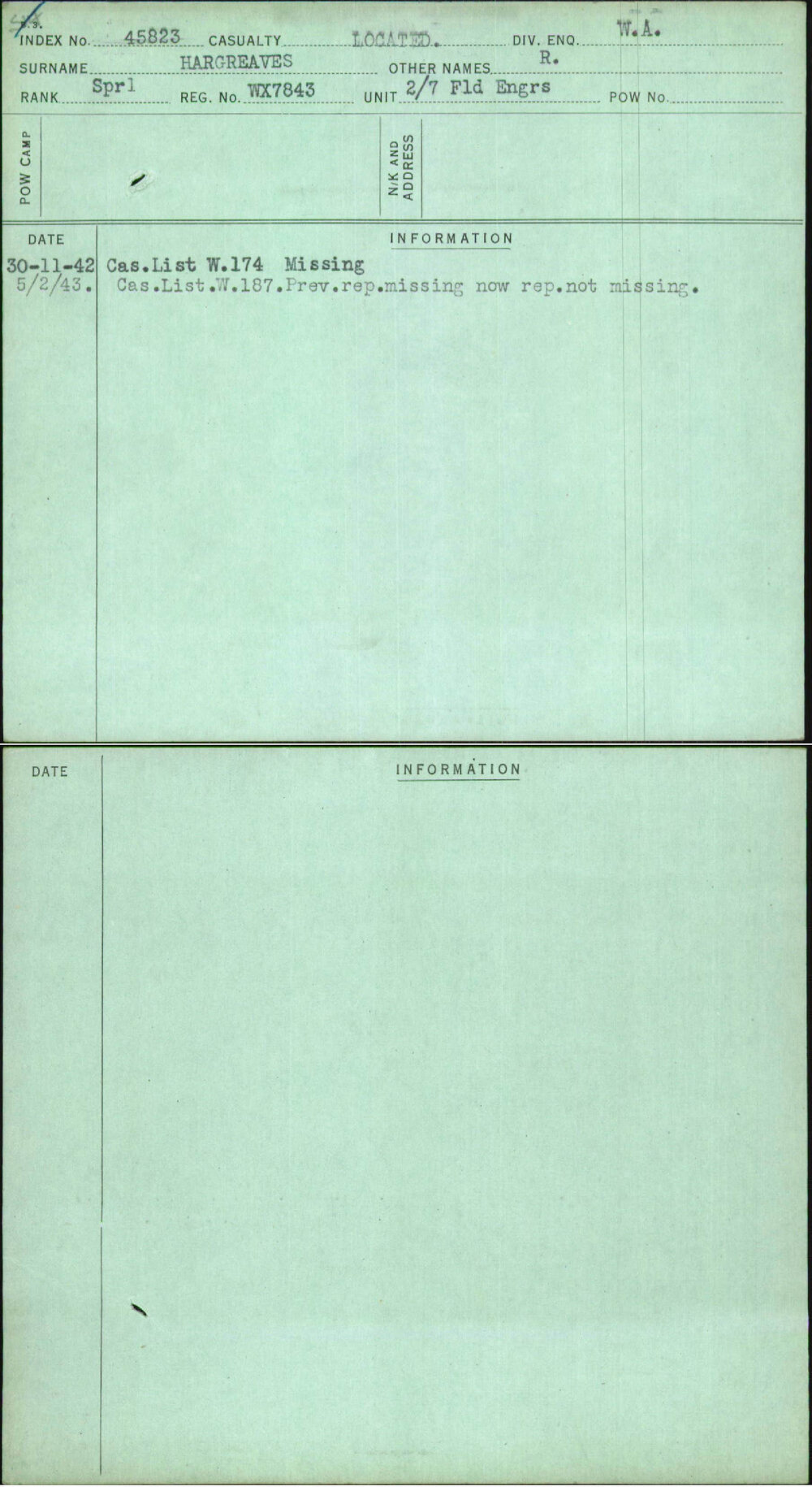 Hargreaves, R, WX7843