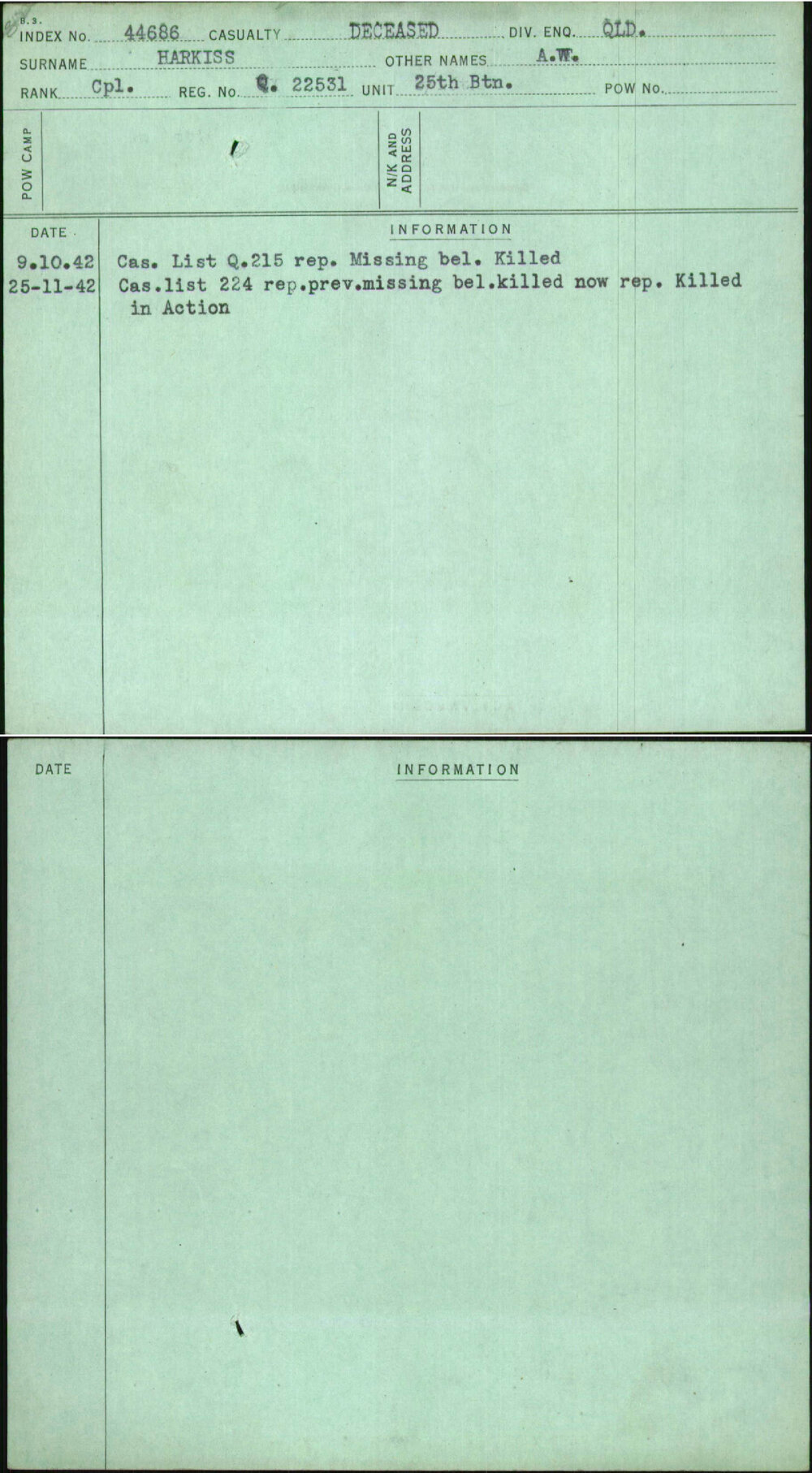 Harkiss, A W, Q22531