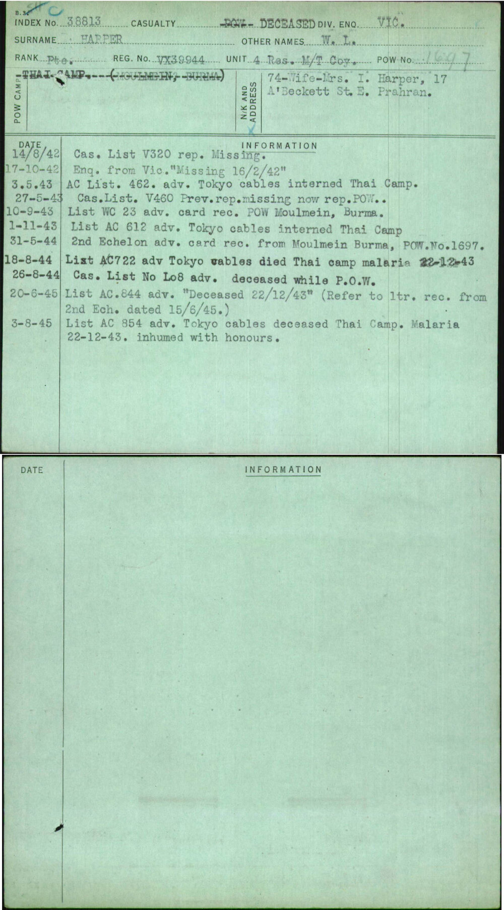 Harper, W L, VX39944