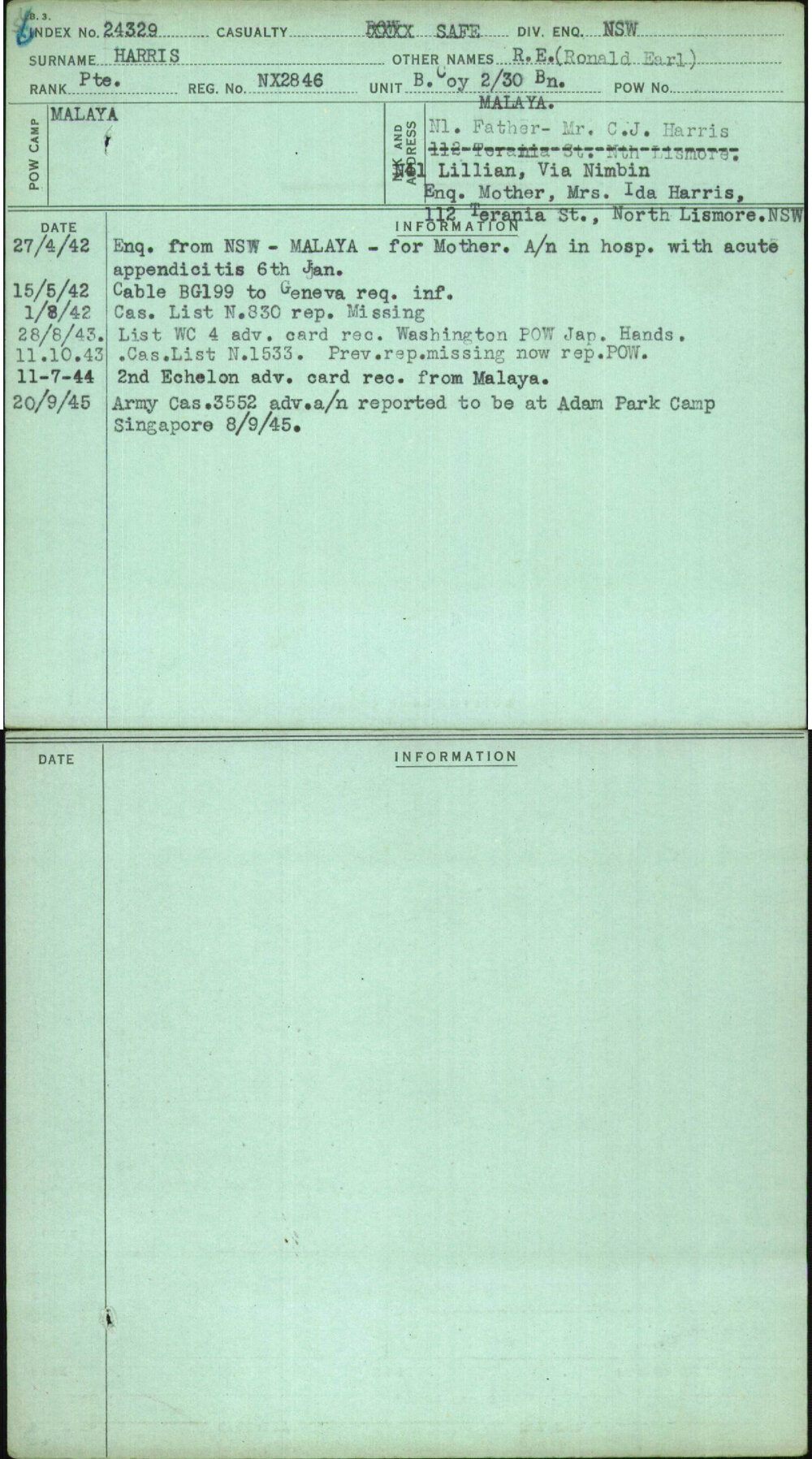 Harris, R E (Ronald Earl), NX2846