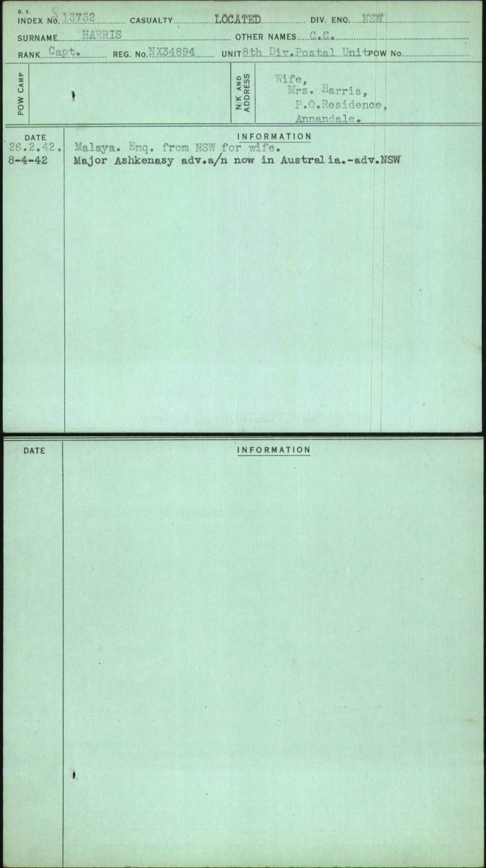 Harris, C C, NX34894