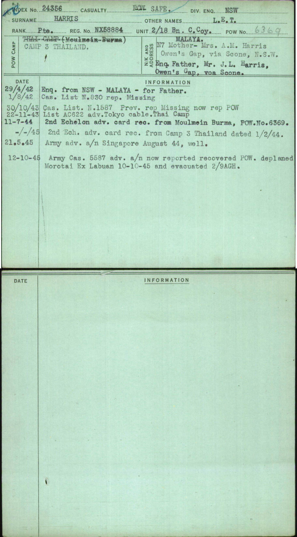 Harris, L E T, NX58884