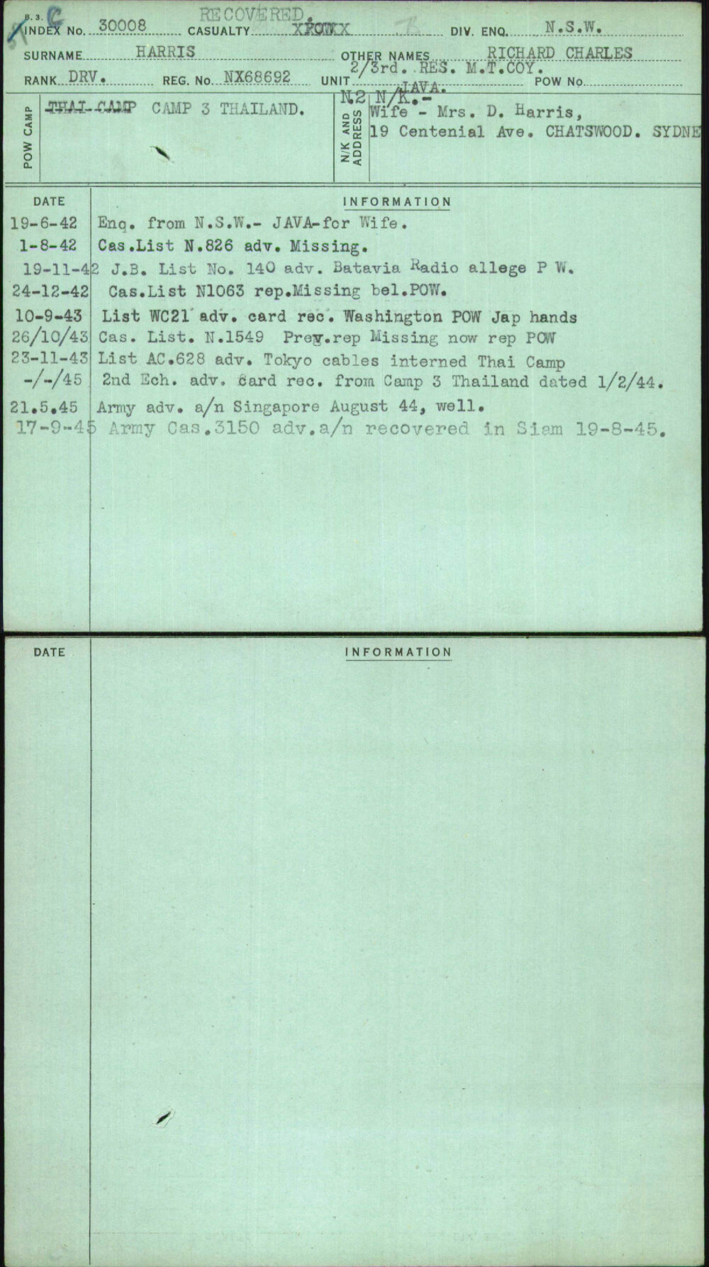 Harris, Richard Charles, NX68692
