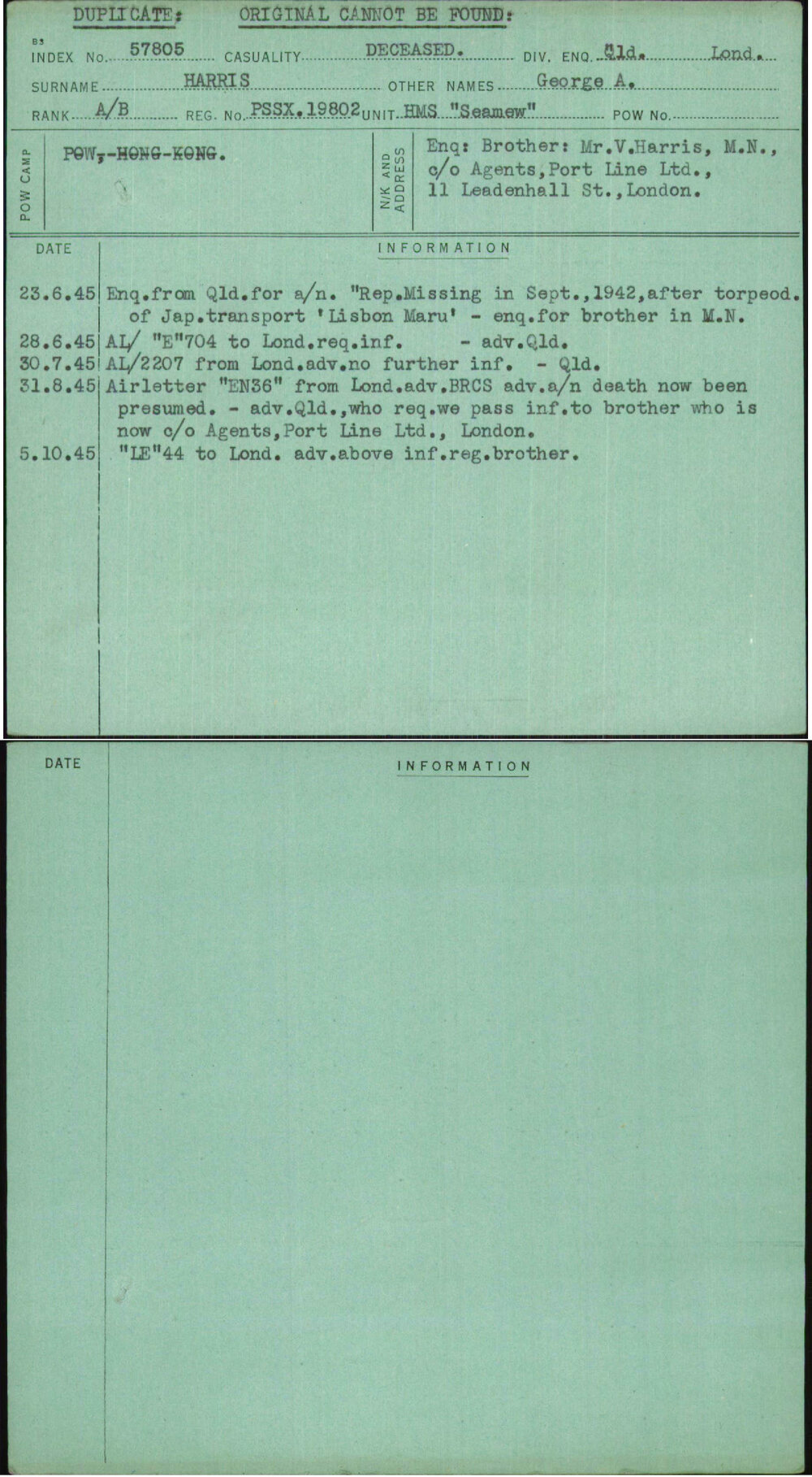 Harris, George A, PsSX19802