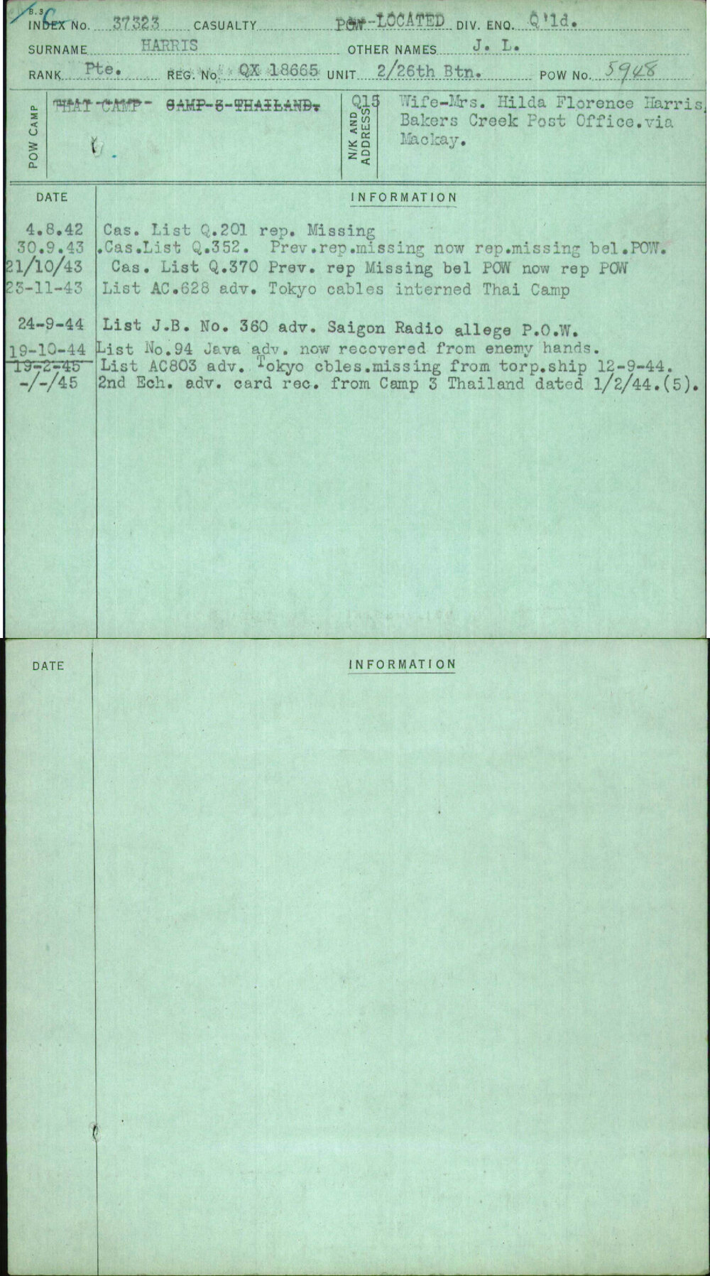 Harris, J L, QX18665