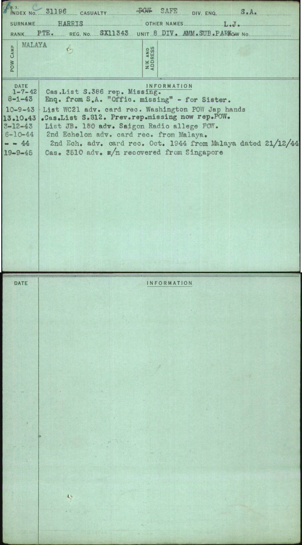 Harris, L J, SX11343