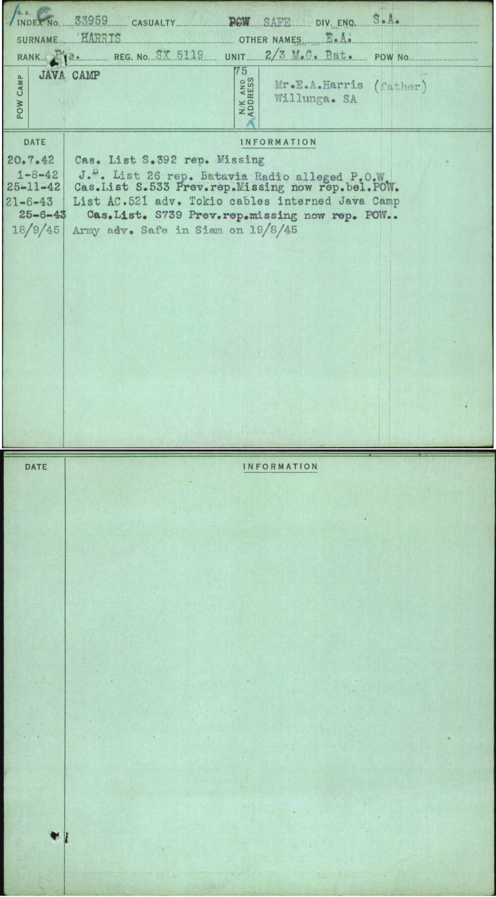 Harris, E A, SX5119
