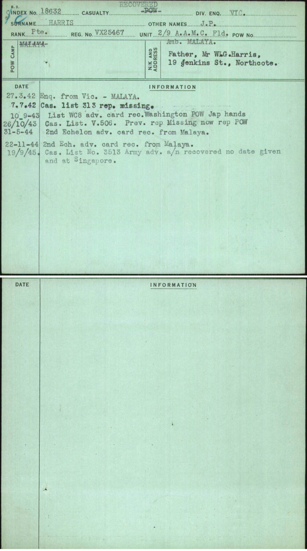 Harris, J P, VX25467