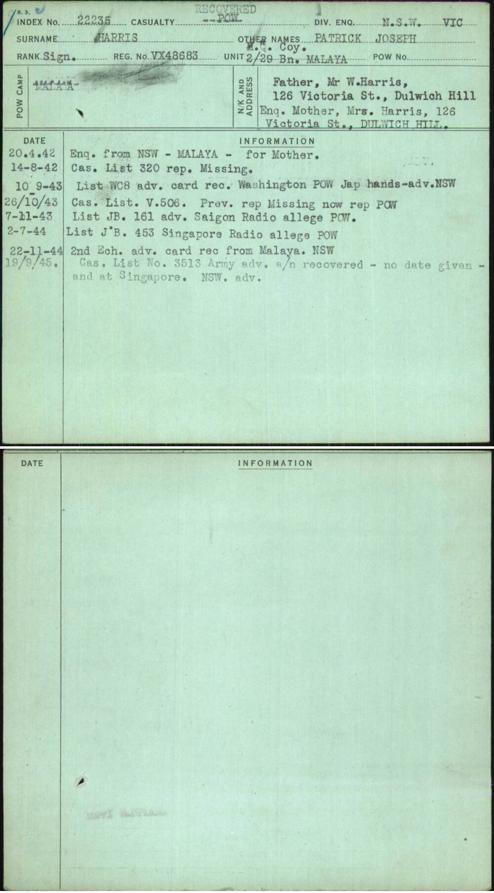 Harris, Patrick Joseph, VX48683