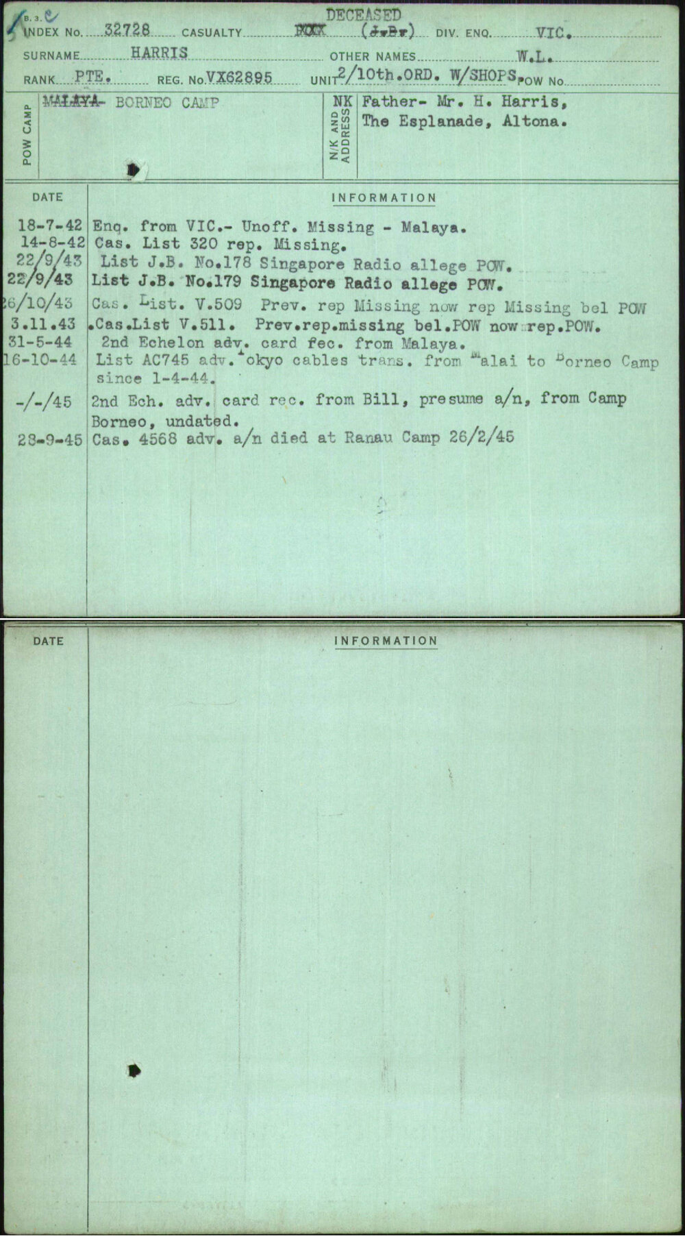 Harris, W L, VX62895